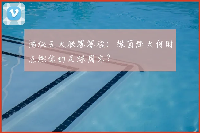 揭秘五大联赛赛程:绿茵烽火何时点燃你的足球周末?